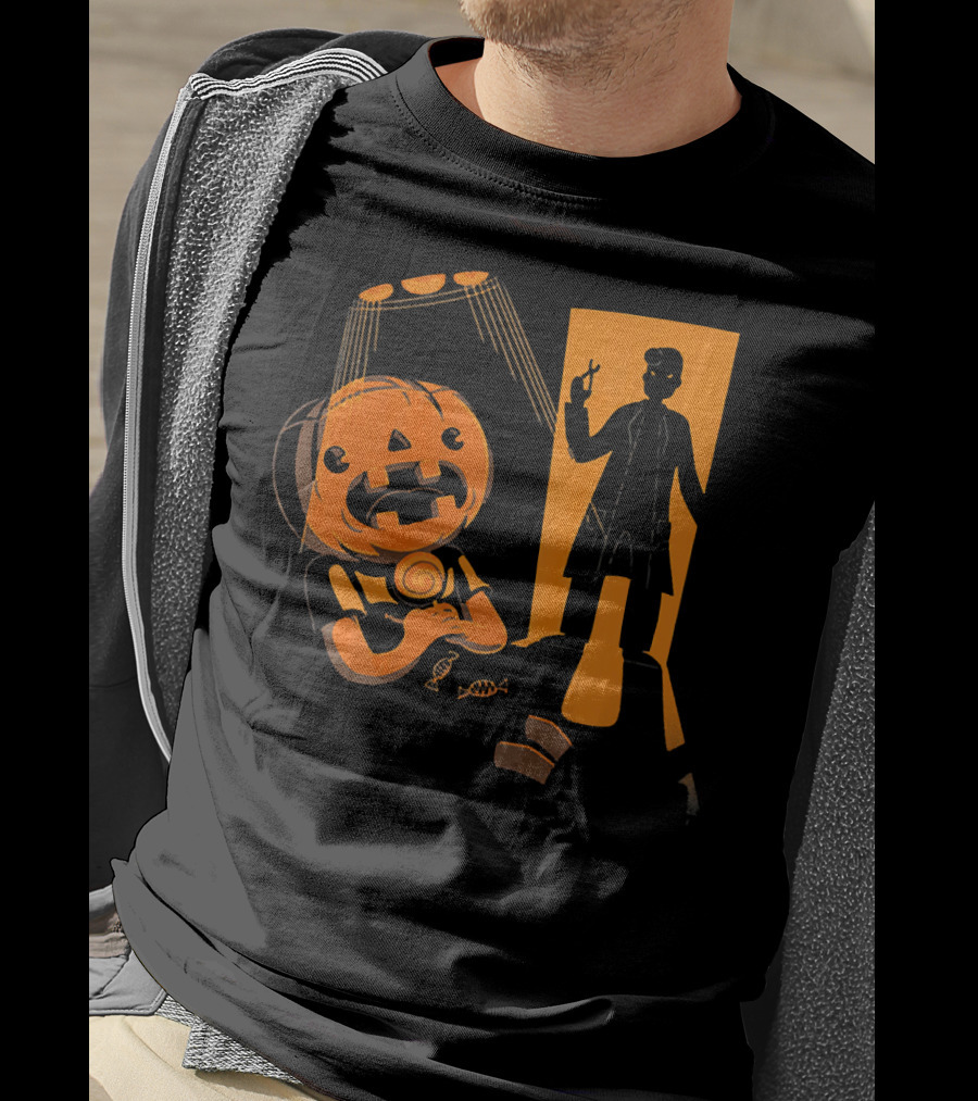 Dentist Halloween Horror Pumpkin Patient Dental Hygienist Shadow T-Shirt