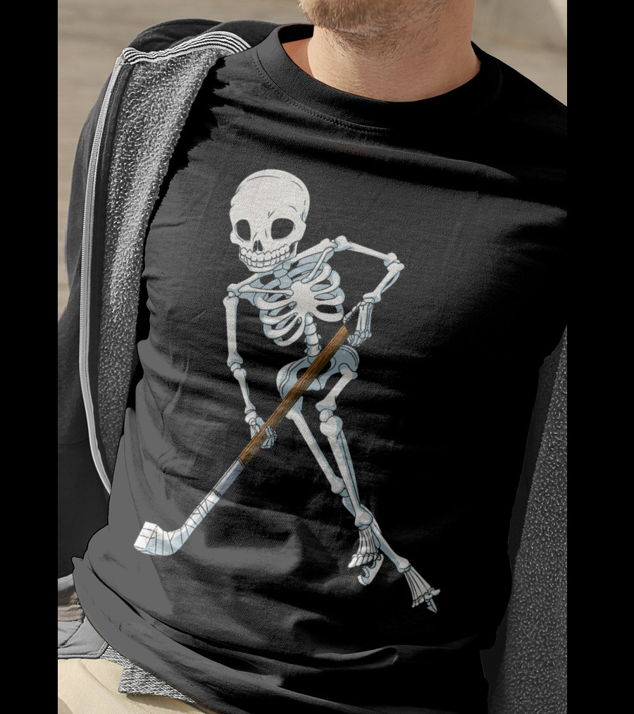 Skeleton Hockey Player Iconic Skating Pose T-Shirt