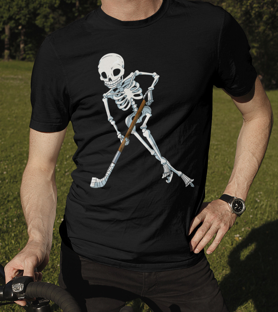 Skeleton Hockey Player Iconic Skating Pose T-Shirt