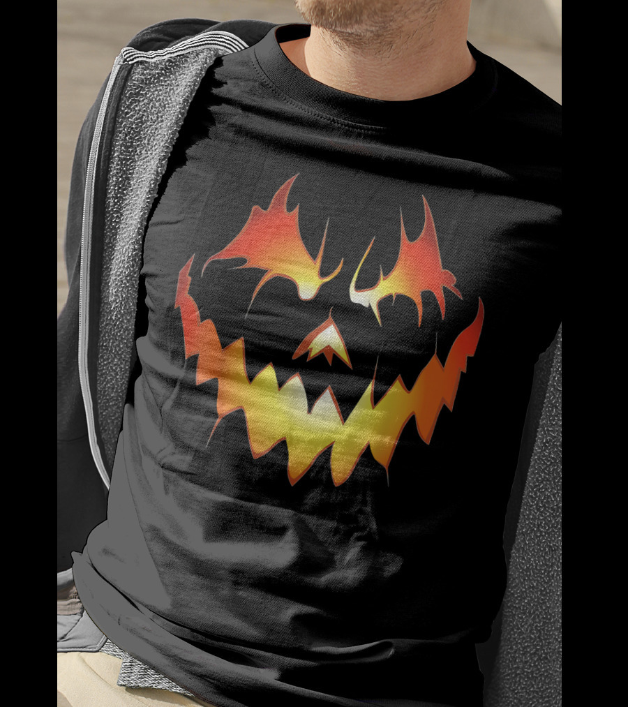 Halloween With Scary Jack O Lanter Fiery Face T-Shirt