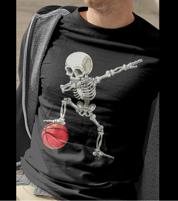 Dab Skeleton Dabbing Basketball Skeleton Pose T-Shirt