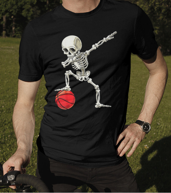 Dab Skeleton Dabbing Basketball Skeleton Pose T-Shirt