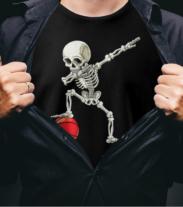 Dab Skeleton Dabbing Basketball Skeleton Pose T-Shirt
