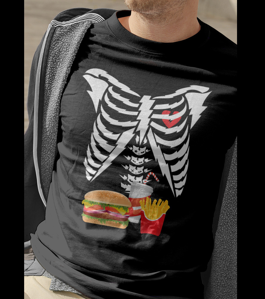 Xray Skeleton Rib Cage Burger Fries Drink Combo T-Shirt