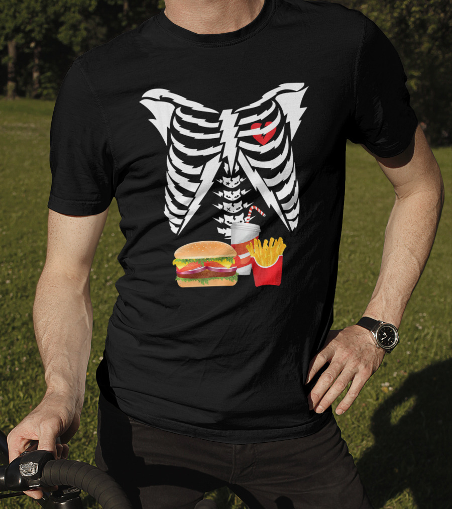 Xray Skeleton Rib Cage Burger Fries Drink Combo T-Shirt
