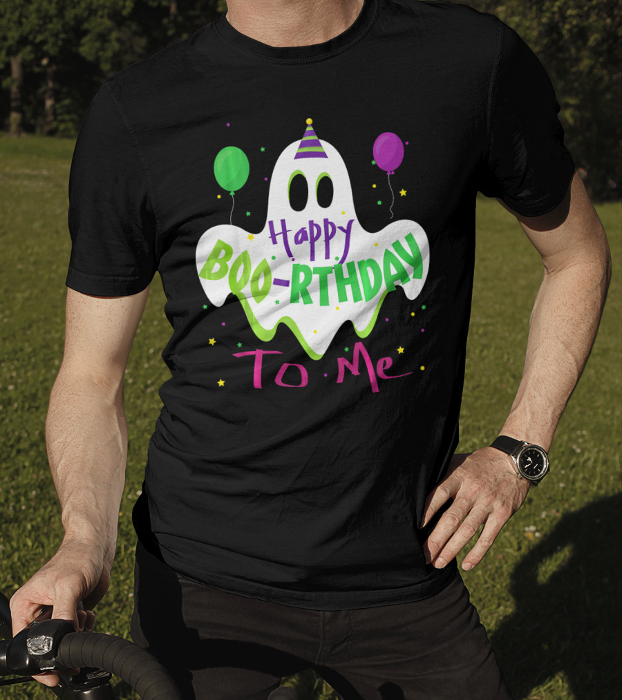 Happy Boo-Rthday To Me Ghost With Party Balloons T-Shirt