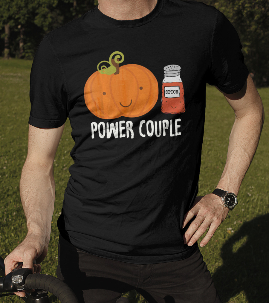 Pumpkin Spice Power Couple Cute Smiling Pumpkin With Spice Jar T-Shirt