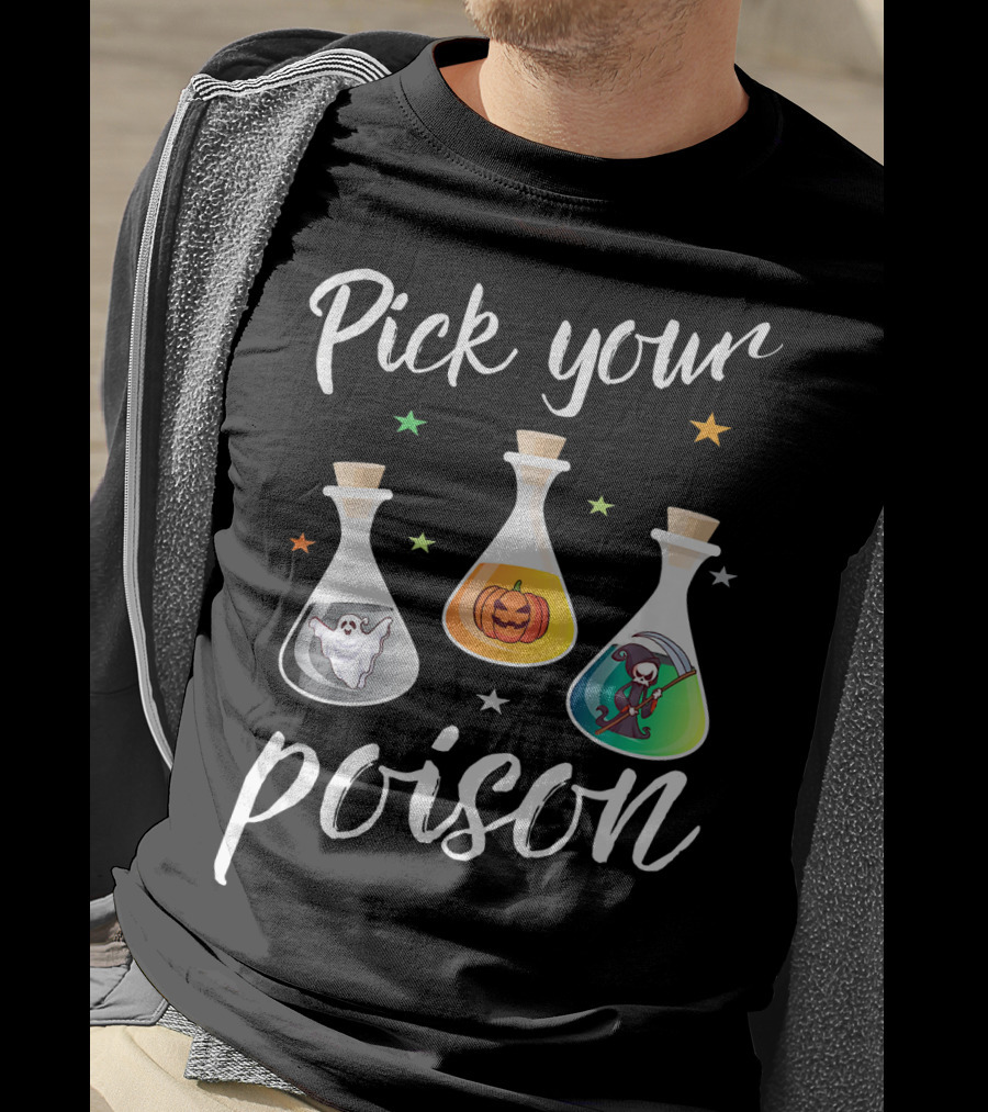 Pick Your Poison Ghost Pumpkin Grim Reaper Potions T-Shirt