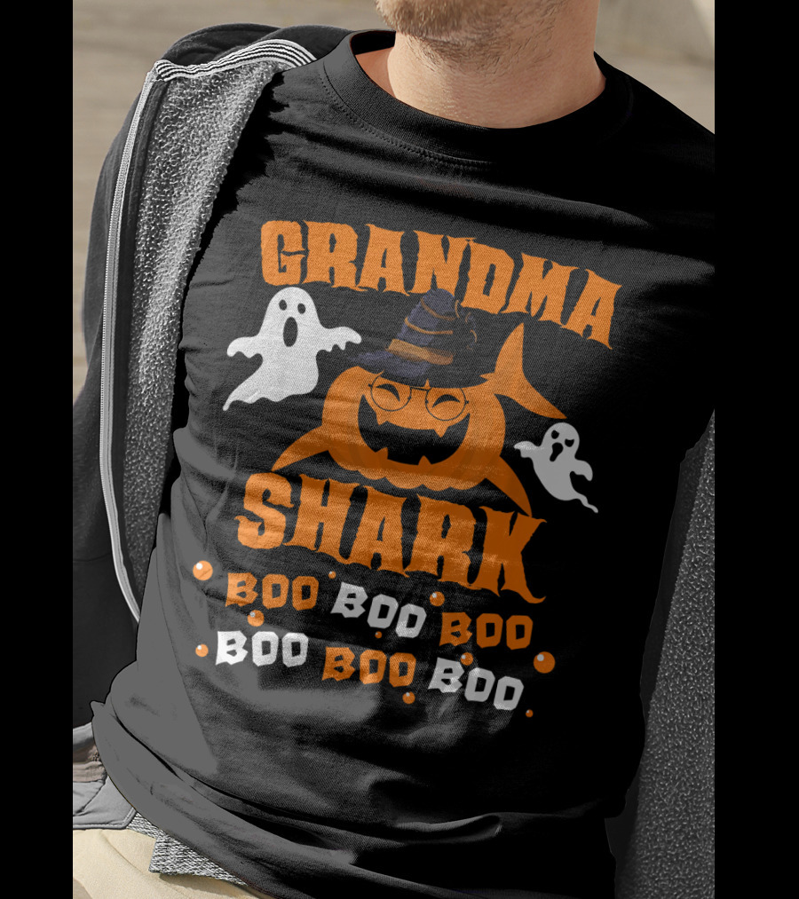 Grandma Shark Witch Boo Boo Boo Halloween Ghosts T-Shirt