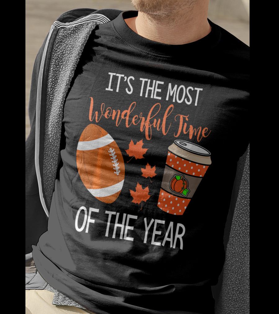 It's The Most Wonderful Time Of The Year Thanksgiving Halloween Pumpkin Football T-Shirt