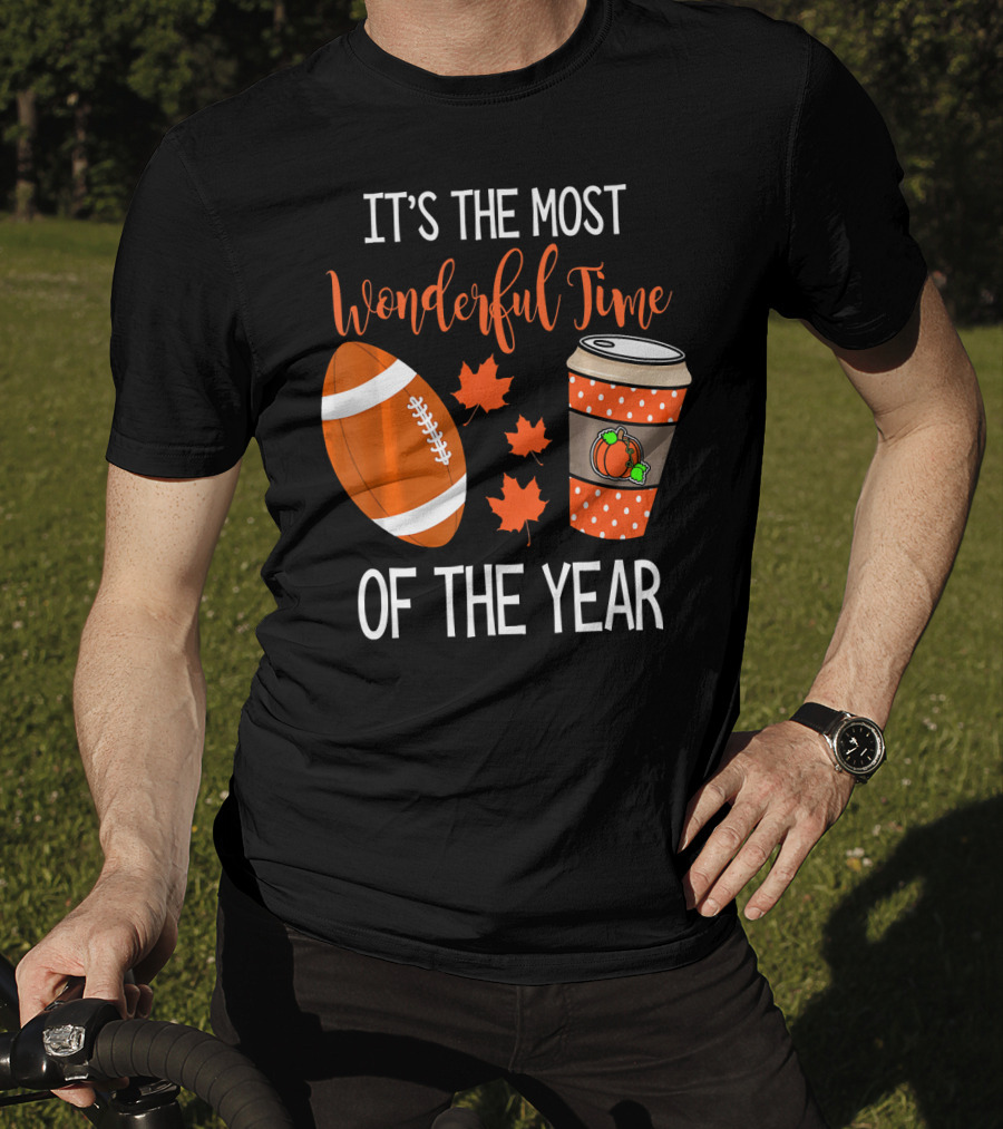 It's The Most Wonderful Time Of The Year Thanksgiving Halloween Pumpkin Football T-Shirt