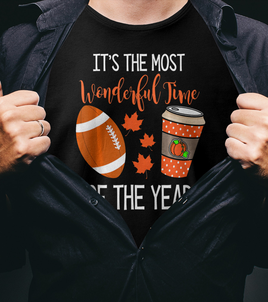 It's The Most Wonderful Time Of The Year Thanksgiving Halloween Pumpkin Football T-Shirt