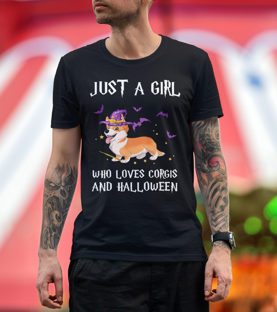 Just a Girl Who Loves Corgis and Halloween T-Shirt