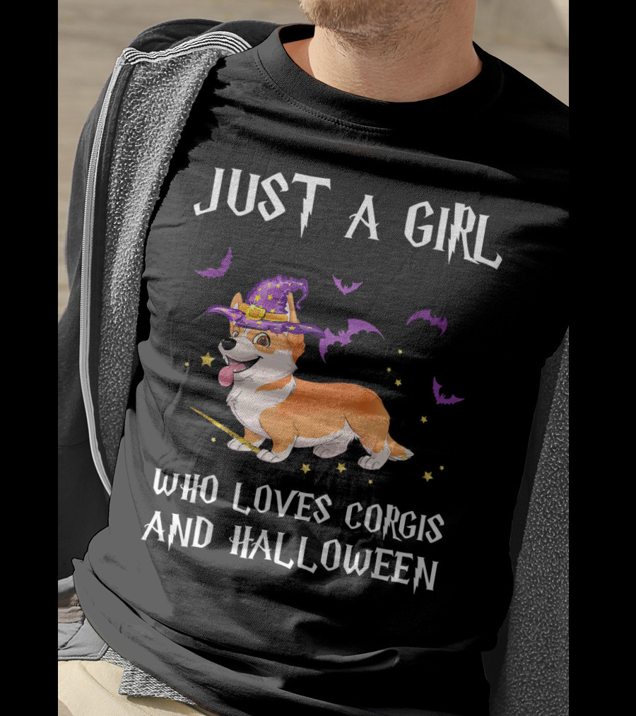 Just A Girl Who Loves Corgis And Halloween T-Shirt