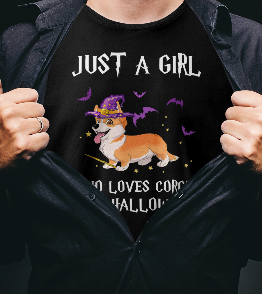 Just A Girl Who Loves Corgis And Halloween T-Shirt