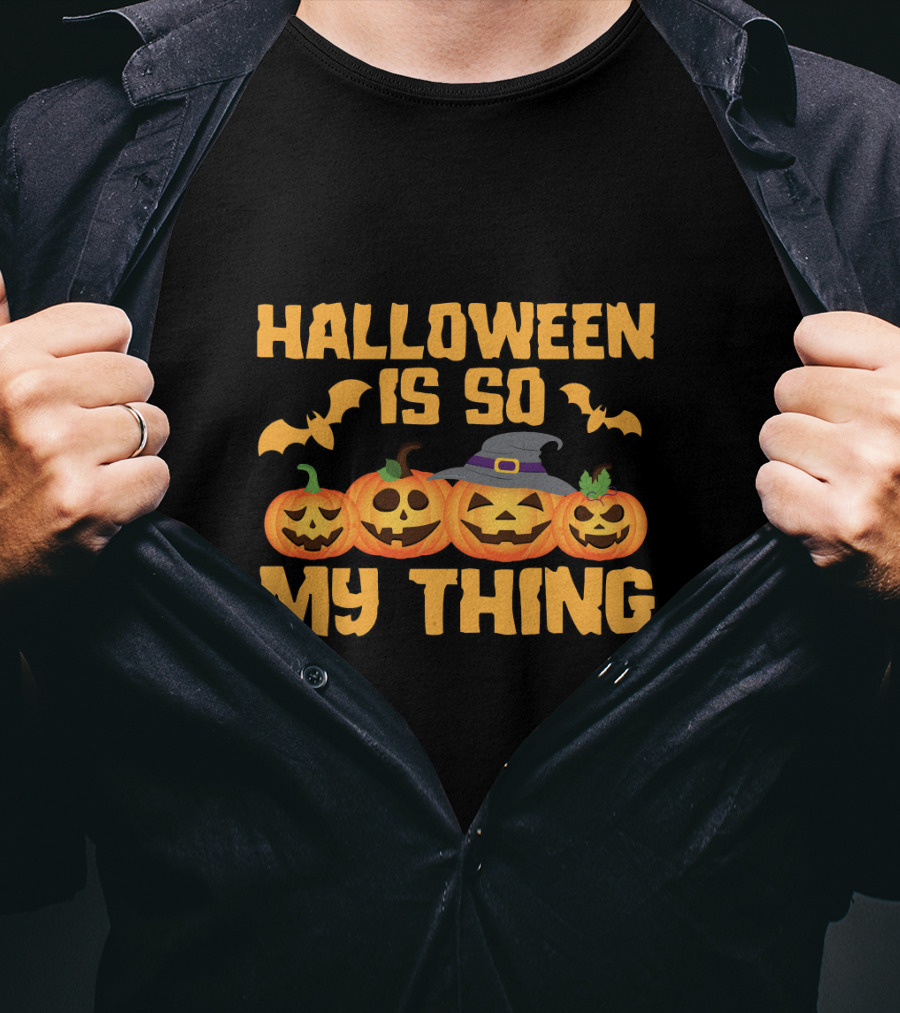 Halloween Is So My Thing Pumpkin Witch Bats T-Shirt