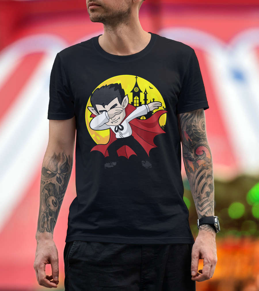 Vampire Dabbing Halloween Costume Dab Moon Castle T-Shirt