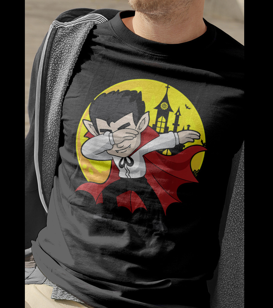 Vampire Dabbing Halloween Costume Dab Moon Castle T-Shirt