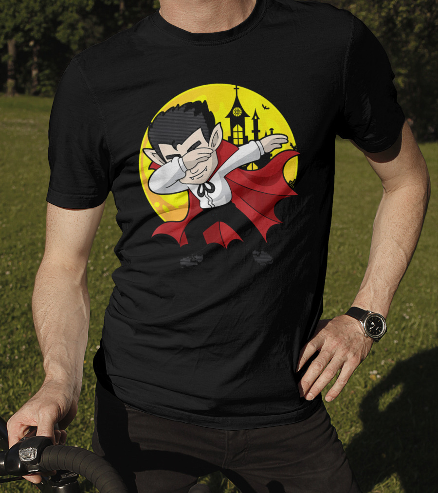 Vampire Dabbing Halloween Costume Dab Moon Castle T-Shirt