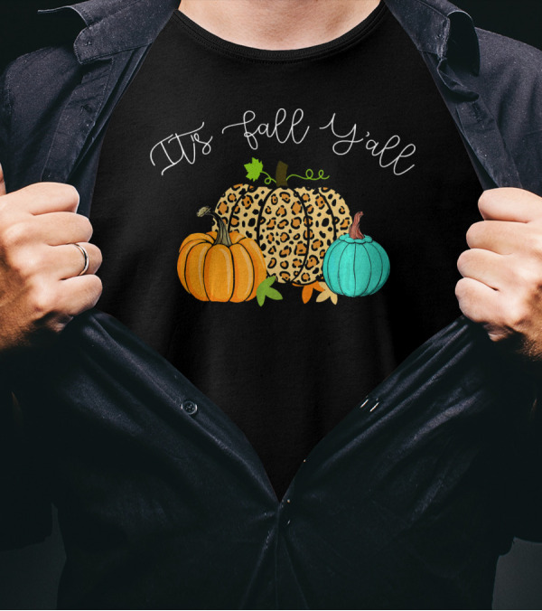 It's Fall Y'all Leopard Pumpkin Trio T-Shirt