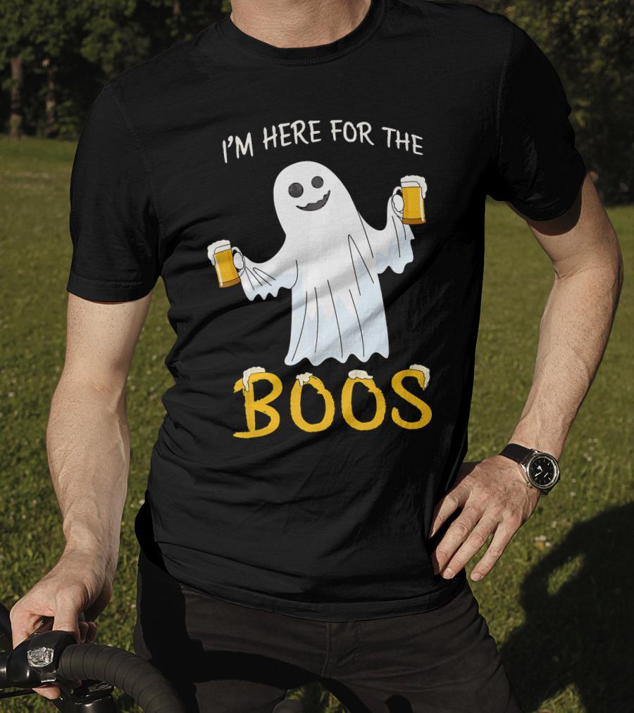 I'm Here For The Boos Funny Beer Ghost Halloween Humor T-Shirt