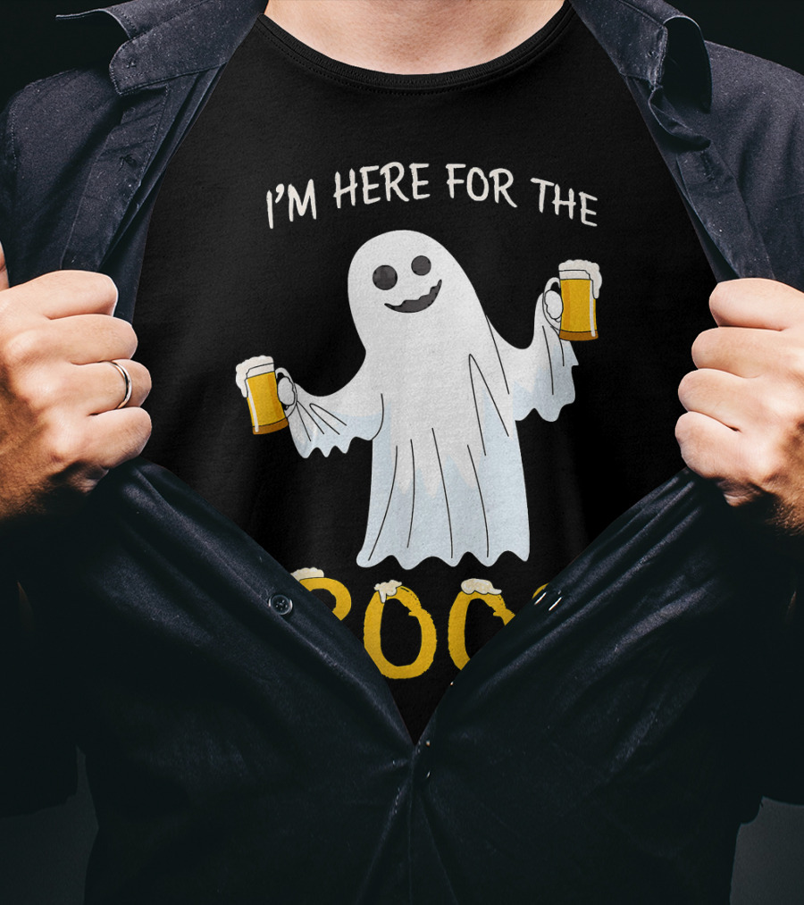 I'm Here For The Boos Funny Beer Ghost Halloween Humor T-Shirt