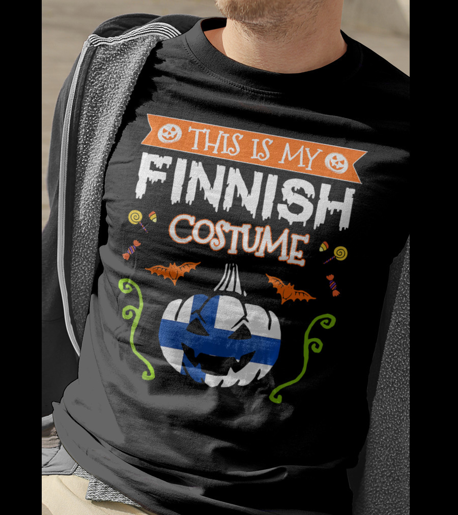 This Is My Finnish Costume Halloween Pumpkin With Finland Flag T-Shirt