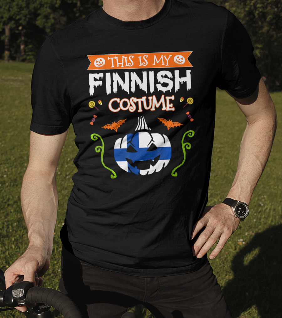 This Is My Finnish Costume Halloween Pumpkin With Finland Flag T-Shirt