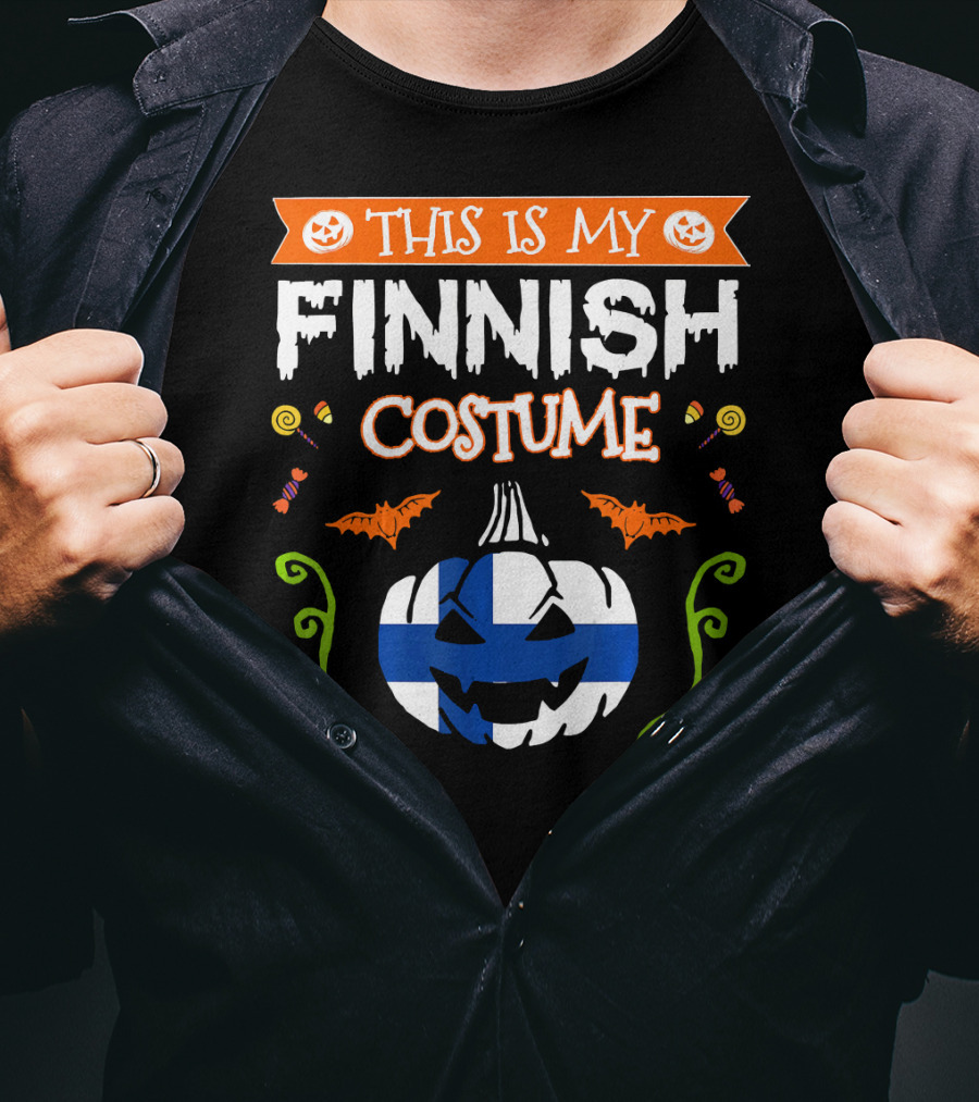 This Is My Finnish Costume Halloween Pumpkin With Finland Flag T-Shirt