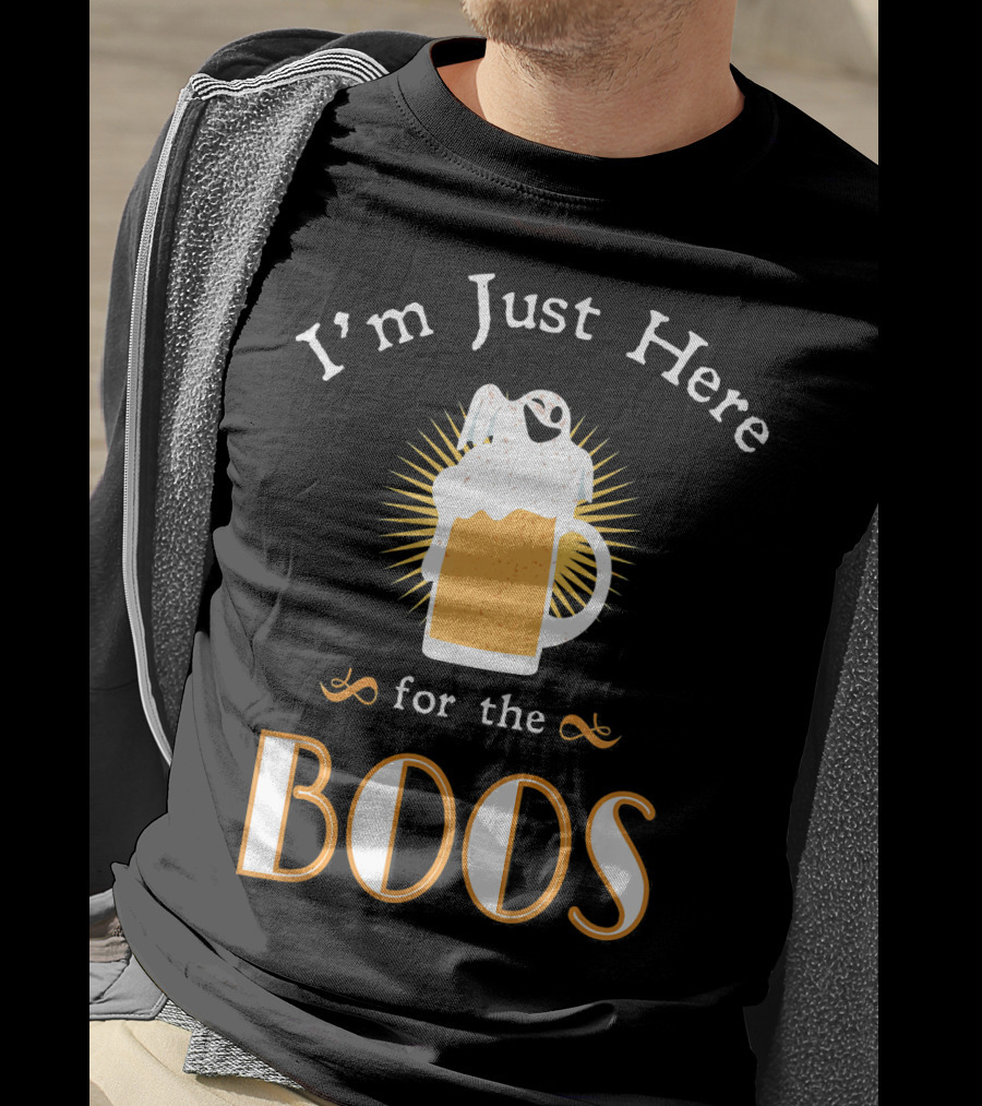 I'm Just Here For The Boos Beer Mug Ghost Halloween Fun T-Shirt