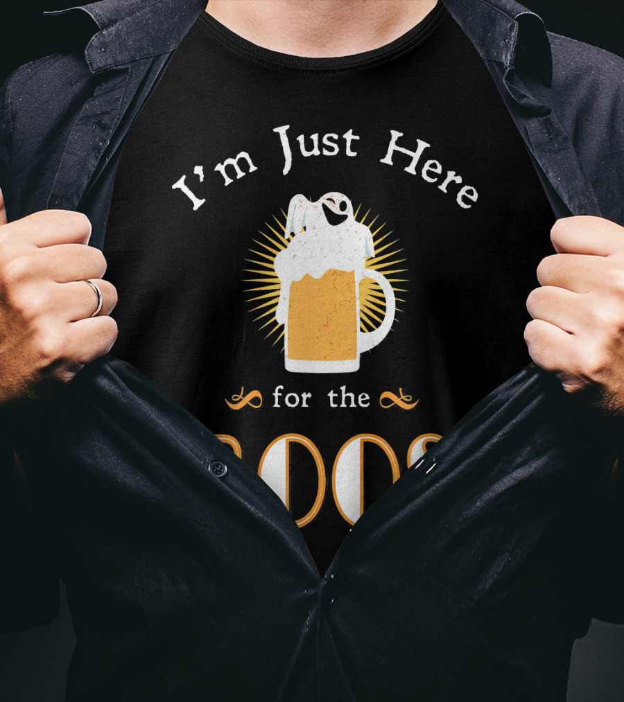 I'm Just Here For The Boos Beer Mug Ghost Halloween Fun T-Shirt