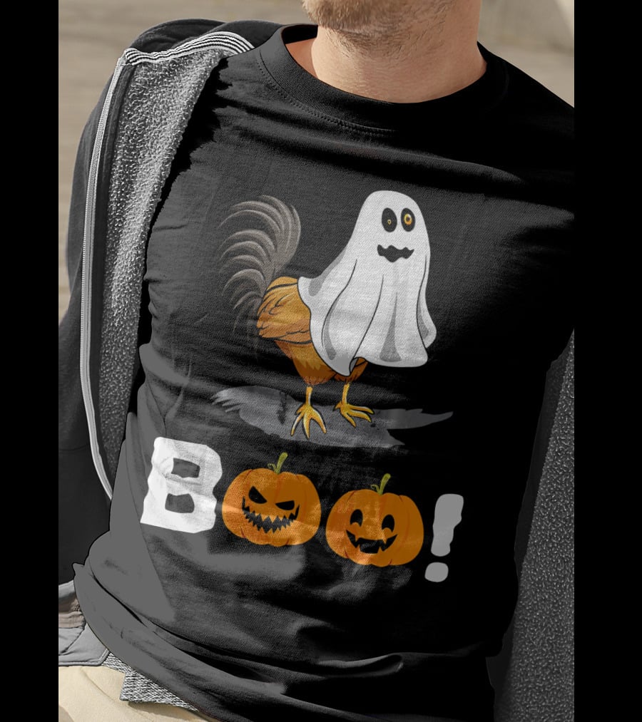 Boo Chicken Halloween Costume With Pumpkins T-Shirt