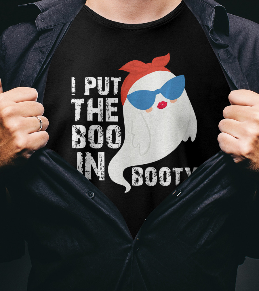 I Put The Boo In Booty Ghost With Sunglasses And Red Bandana T-Shirt