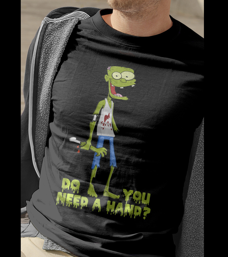 Do You Need A Hand Funny Zombie Cartoon With Detached Limb And Dripping Blood T-Shirt