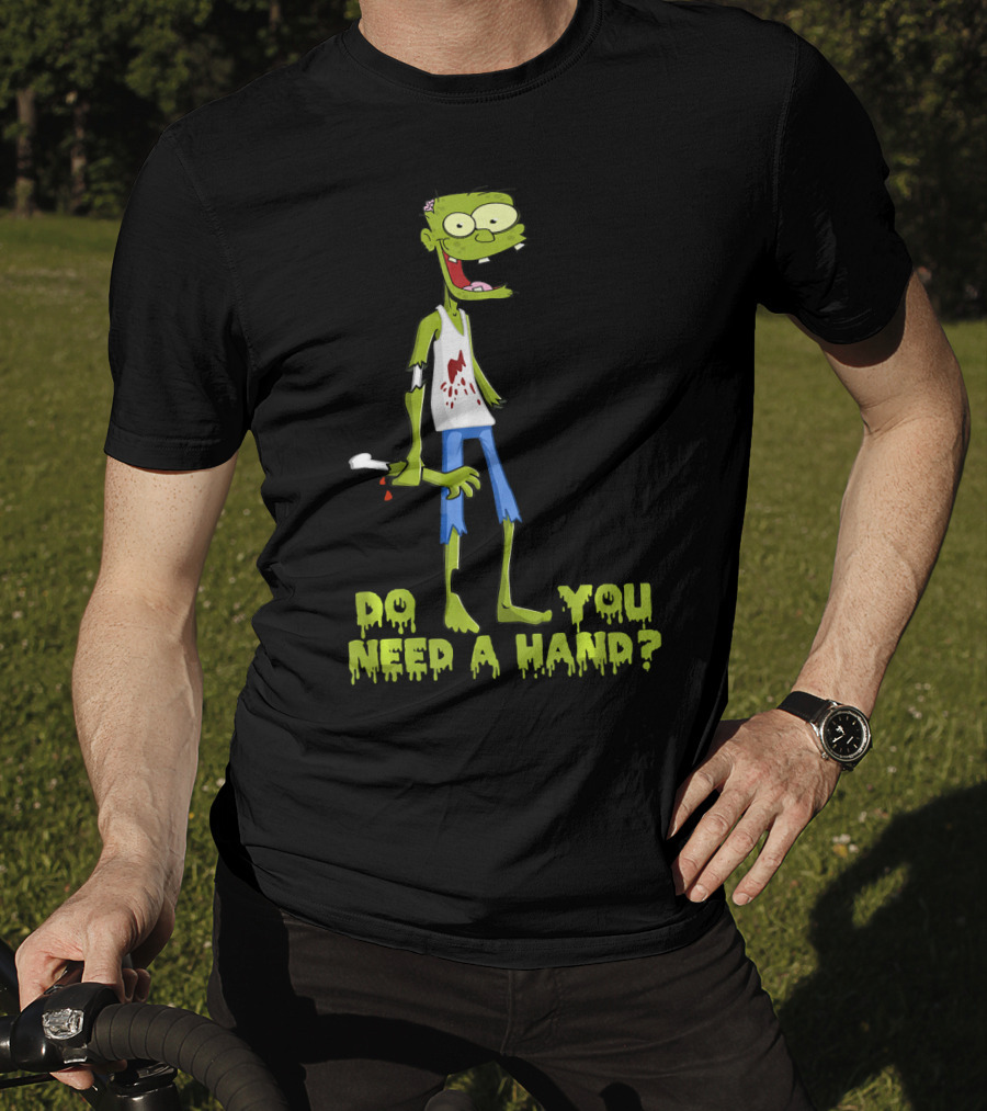 Do You Need A Hand Funny Zombie Cartoon With Detached Limb And Dripping Blood T-Shirt