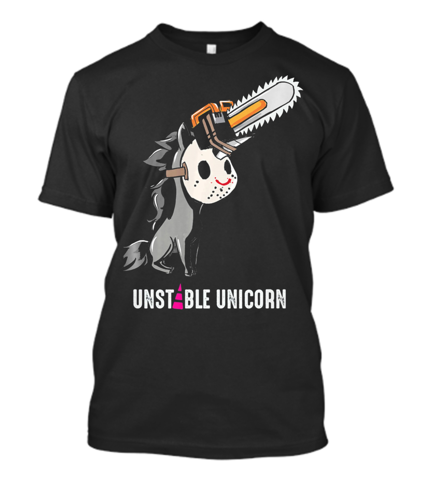 UNSTABLE UNICORN Chainsaw Halloween Masquerade T-Shirt
