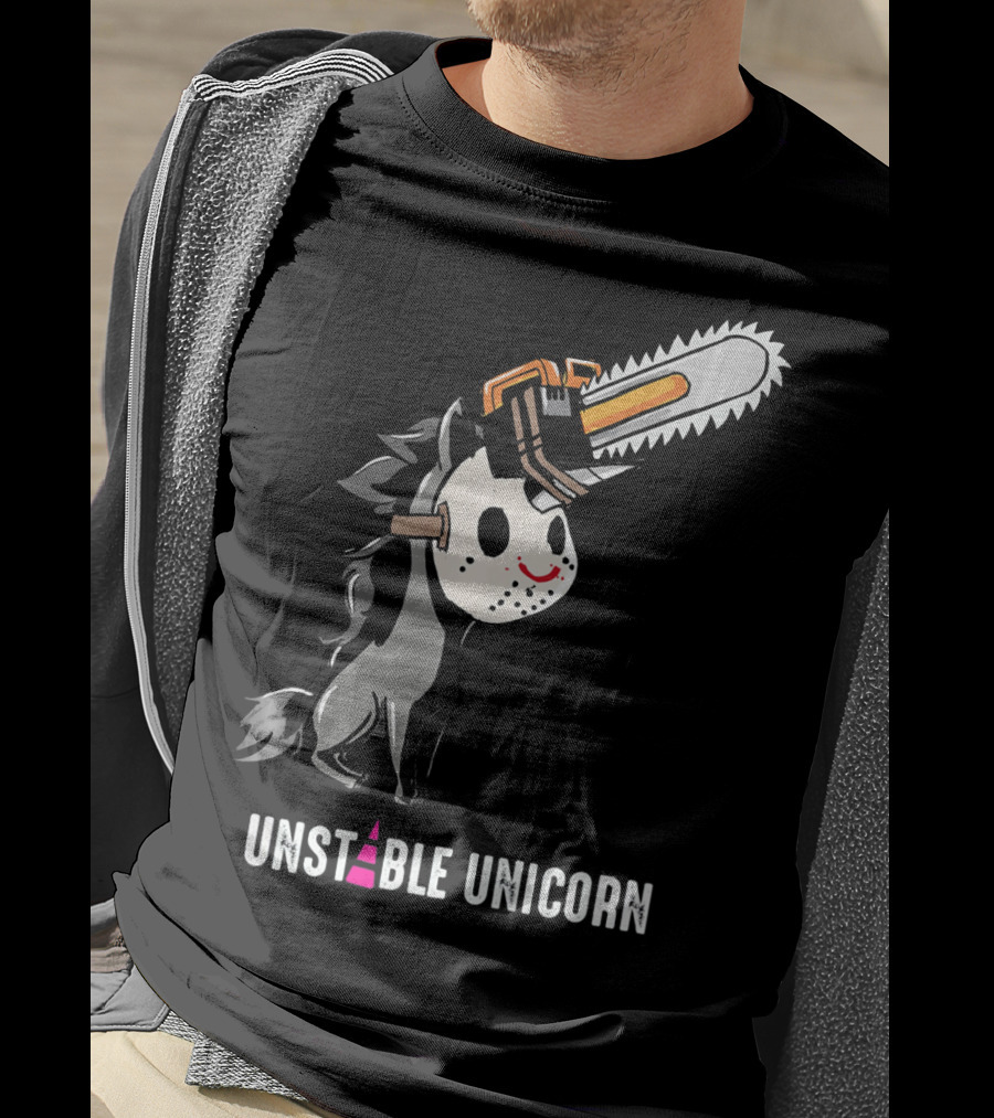 UNSTABLE UNICORN Chainsaw Halloween Masquerade T-Shirt
