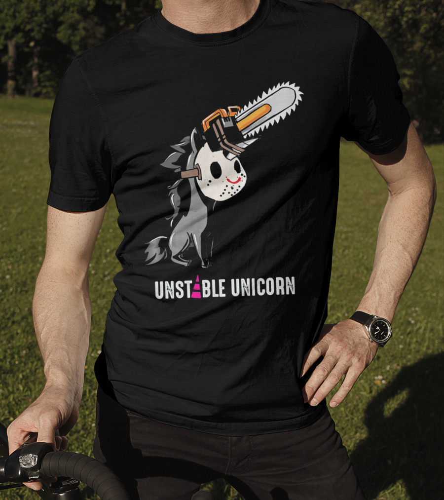 UNSTABLE UNICORN Chainsaw Halloween Masquerade T-Shirt