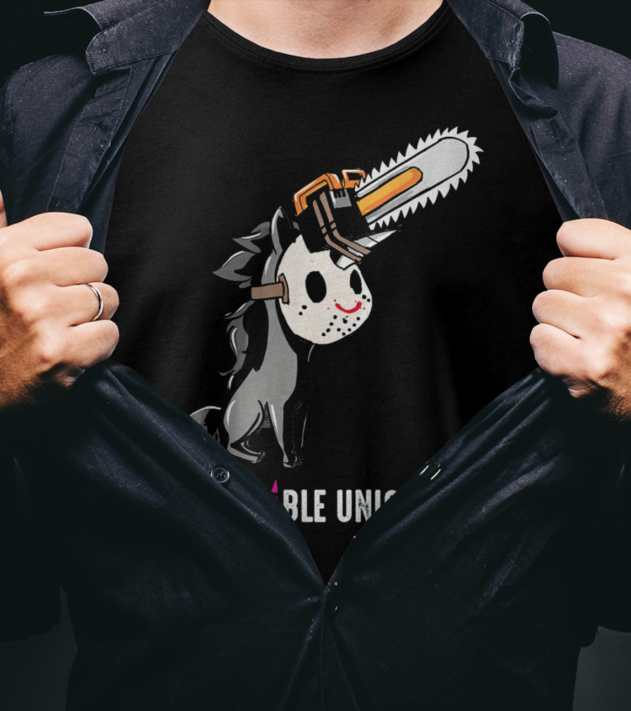 UNSTABLE UNICORN Chainsaw Halloween Masquerade T-Shirt