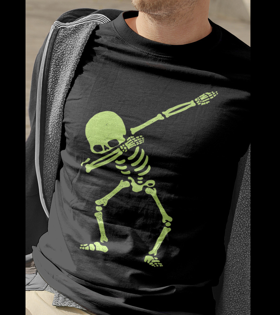 Dabbing Skeleton Glow In The Dark Hip Hop Skull T-Shirt