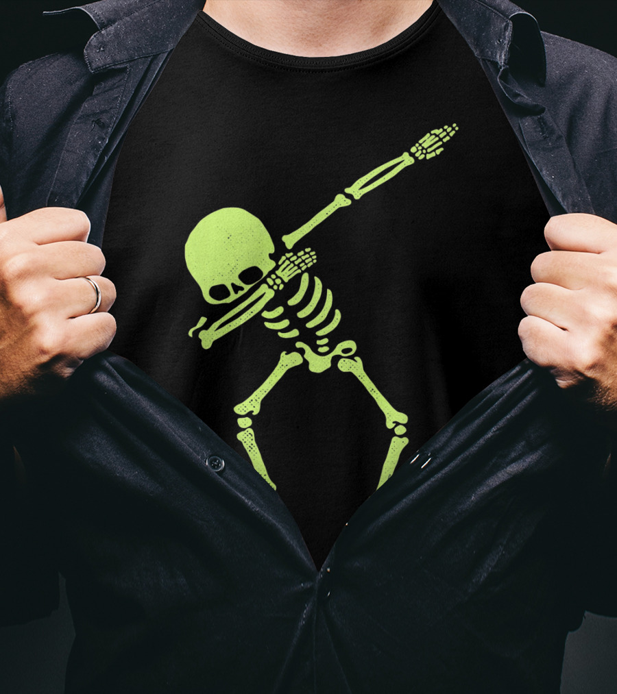 Dabbing Skeleton Glow In The Dark Hip Hop Skull T-Shirt