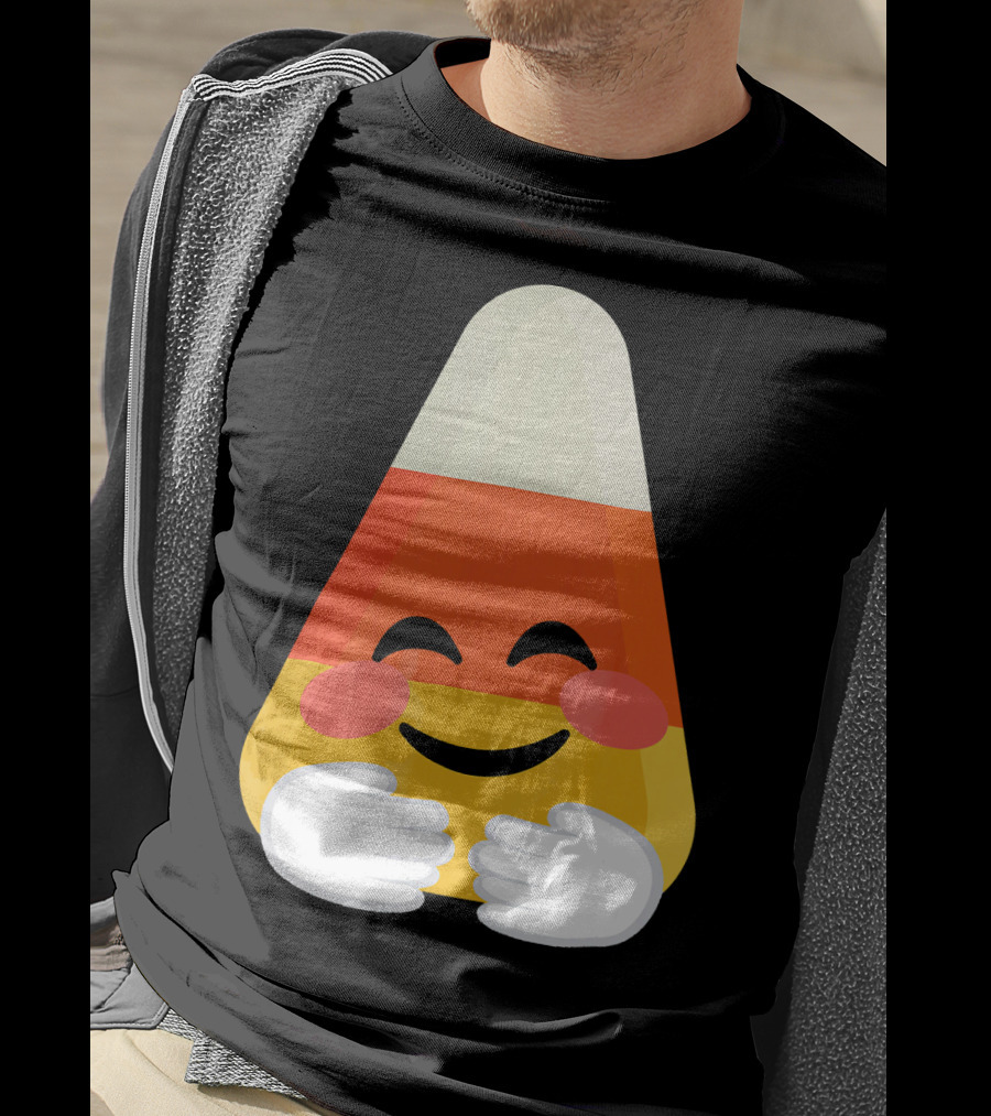 Candy Corn Emoji Hugs Embrace T-Shirt