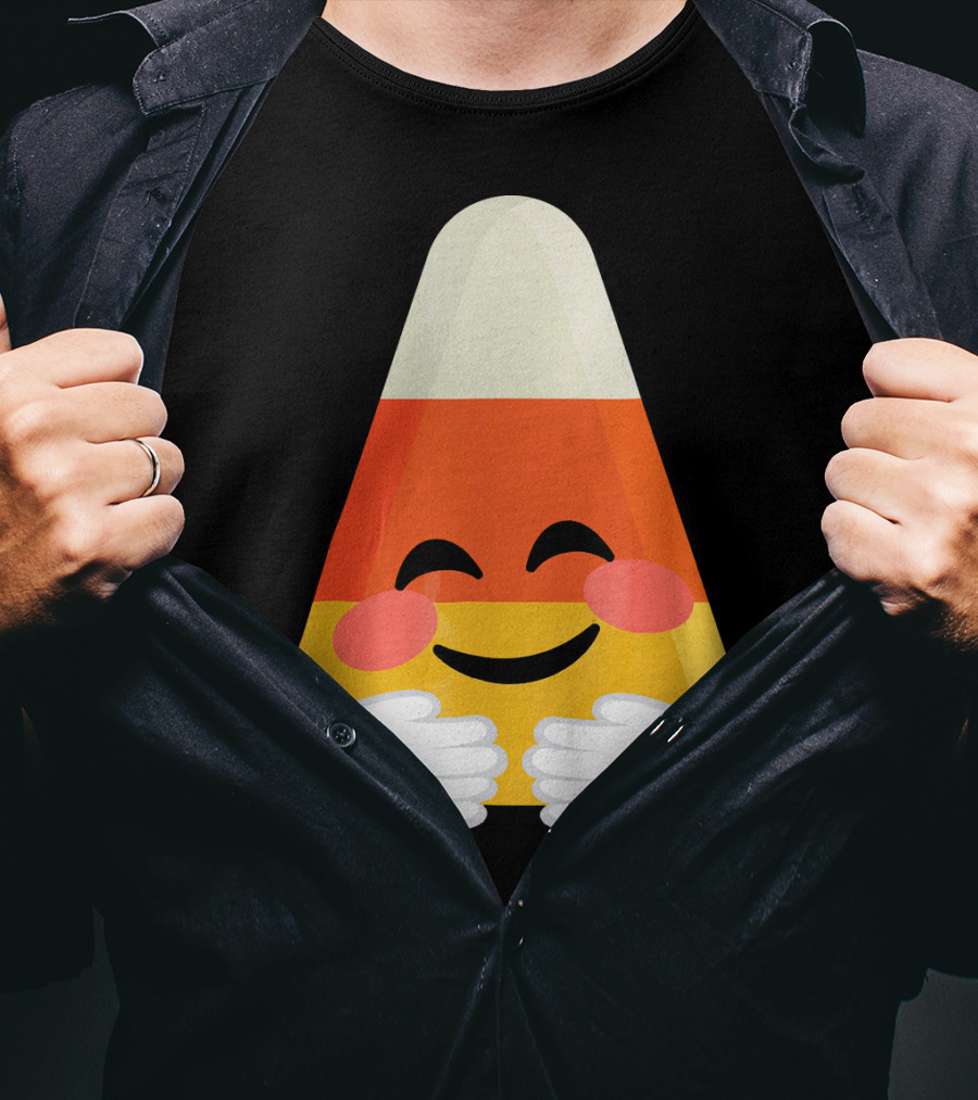 Candy Corn Emoji Hugs Embrace T-Shirt