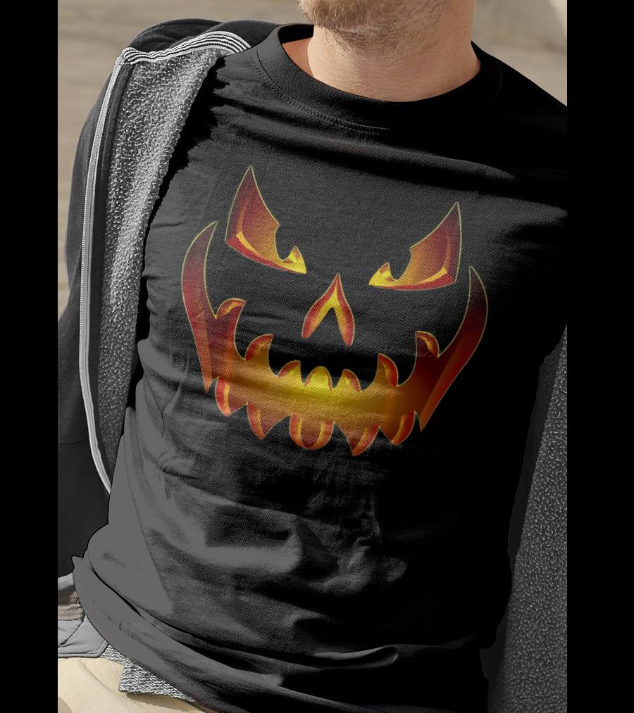 Spooky Halloween Scary Pumpkin Jack O Lantern Face T-Shirt