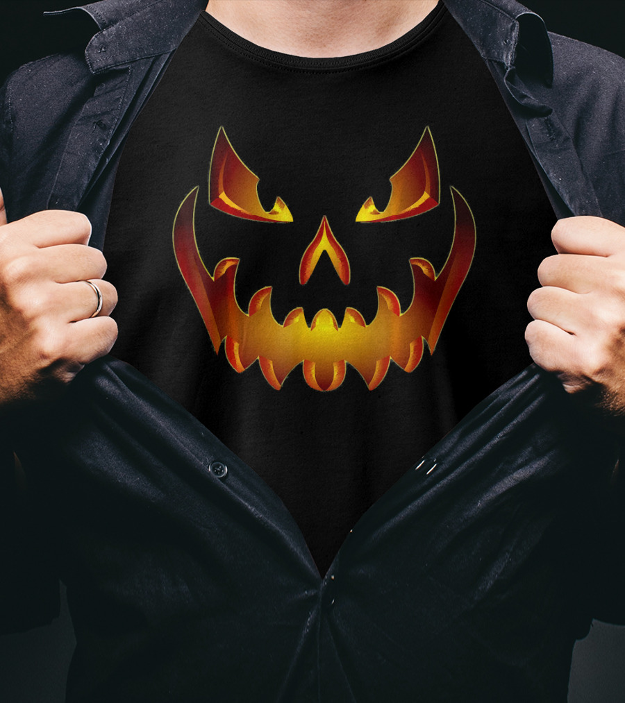 Spooky Halloween Scary Pumpkin Jack O Lantern Face T-Shirt