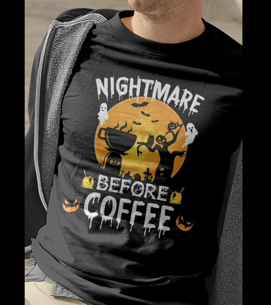 Nightmare Before Coffee Halloween Ghosts And Jack-O'-Lanterns T-Shirt
