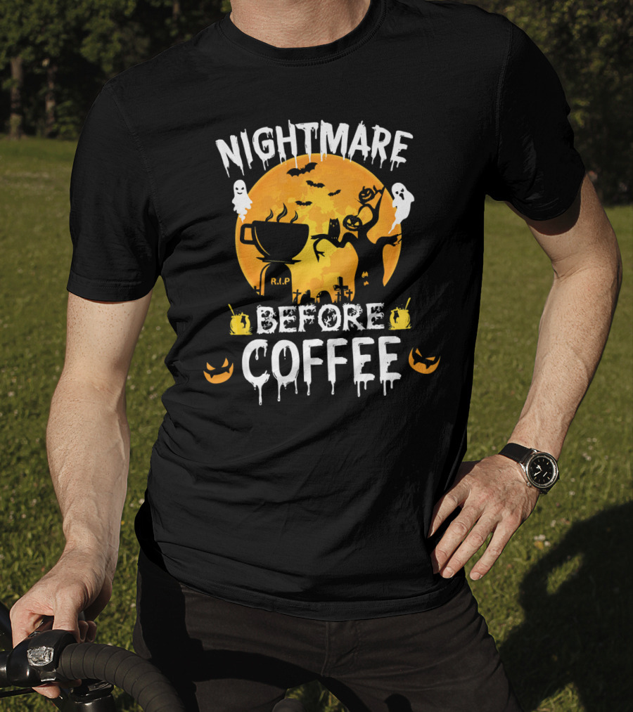 Nightmare Before Coffee Halloween Ghosts And Jack-O'-Lanterns T-Shirt