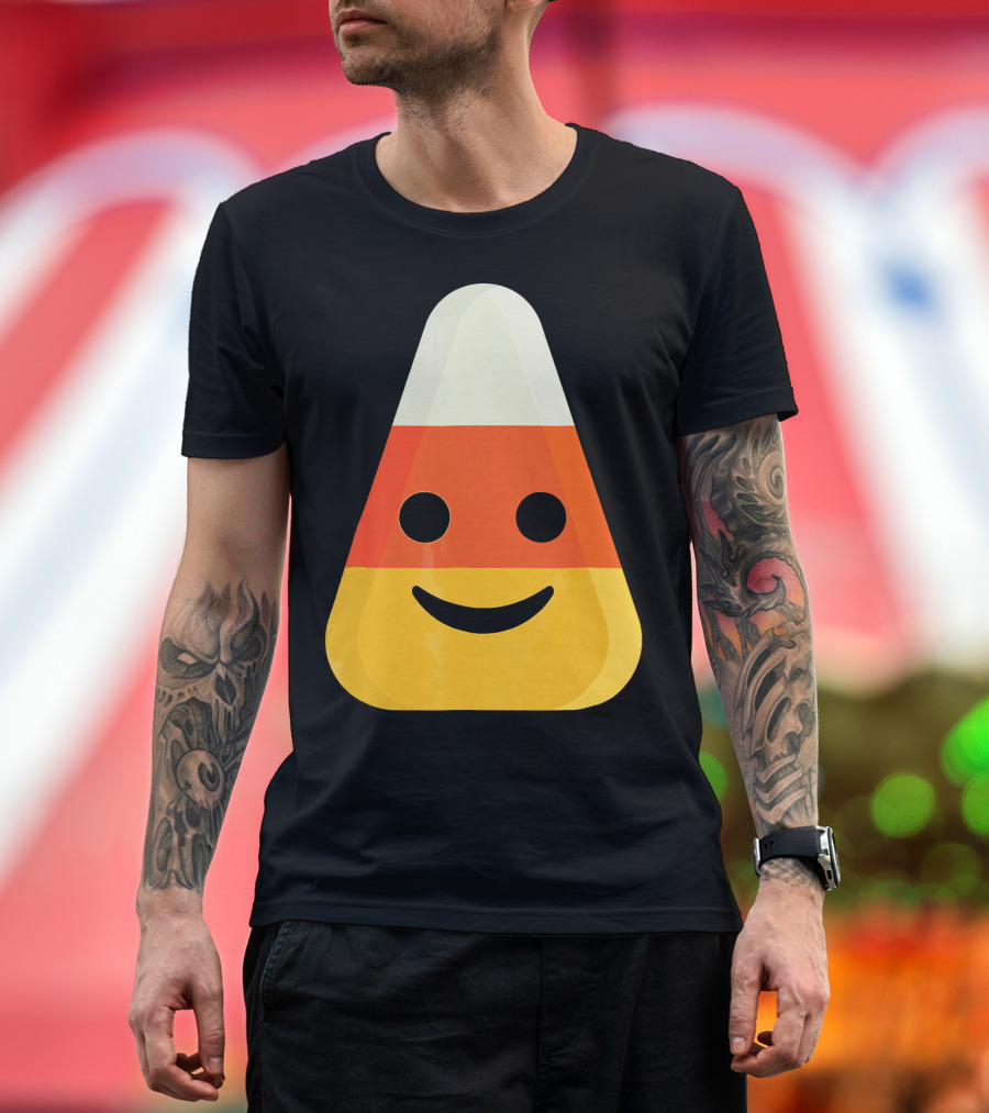 Candy Corn Smiling Emoji Face T-Shirt