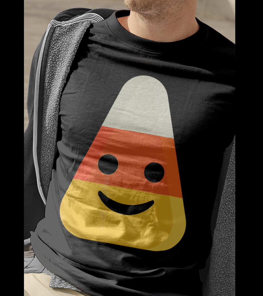 Candy Corn Smiling Emoji Face T-Shirt