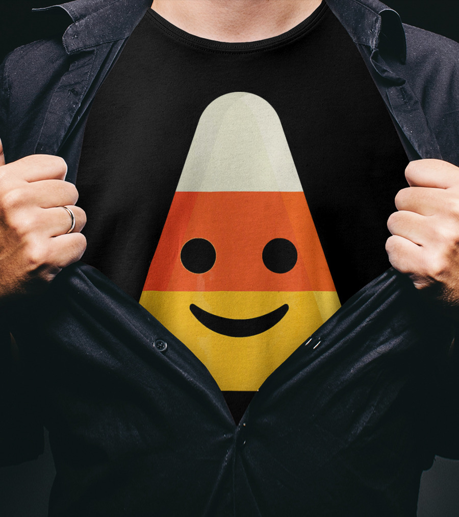 Candy Corn Smiling Emoji Face T-Shirt
